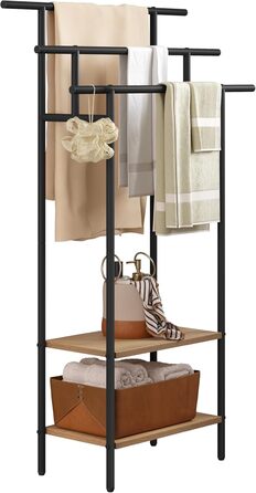 Стійка для рушників EUGAD з 3 полицями, чорна, з металу та ДСП, для рушників та одягу