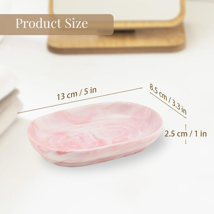 Миска для мила з кераміки, антиковзна, зелена/рожева | Мильниця для ванної, кухні, душу