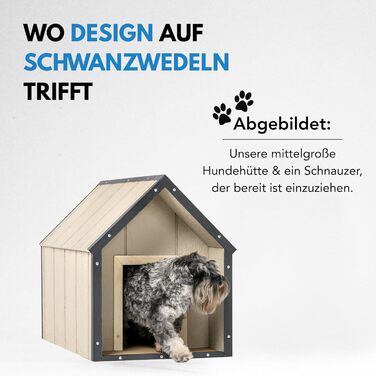 Будка для собак Outdoor маленьких порід – дерев'яна будка для собак, водостійкий дах 76 x 99 x H80 см, розмір S, Timbela M401-1, розмір M, 76x99xH80cm, натуральне дерево (розмір M, 57x95xH68cm, LP SmartSide дерев'яні панелі)