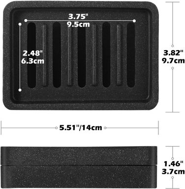 Підставка для мила Luxspire з двошаровим покриттям, чорний колір, з текстурою гальки, швидковисихаюча, для кухні, ванної кімнати, душу