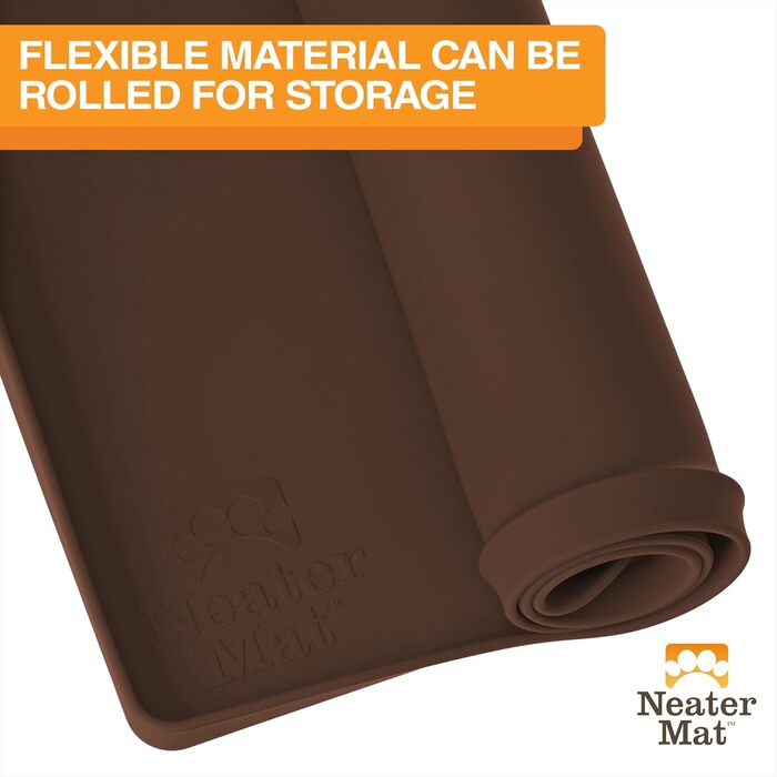 Підкладка під миску для собак та котів Neater Pet Brands - водонепроникна, силіконова, 48,3 x 30,5 см, коричнева