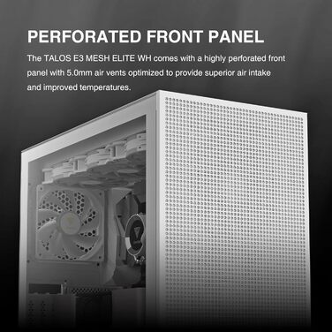 Корпус для ігрового ПК Gamdias Talos E3 Mesh Elite WH, ATX Mid-Tower, 3 x 120 мм ARGB вентилятори, сітчаста передня панель, скляна бічна панель, білий