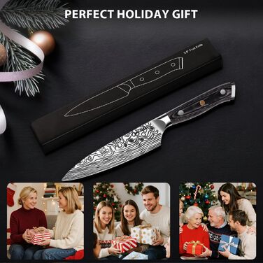 Ніж Santoku MOSFiATA 18 см з нержавіючої сталі EN 1.4116 з дерев'яною ручкою (10 см) - Кухонний ніж для нарізки
