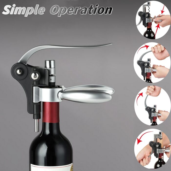 Waiter's knife, wine opener, professional corkscrew made of stainless steel, bottle opener with foil cutter, wine aerator pourer and vacuum stopper, wine accessories. (9-piece stainless steel)