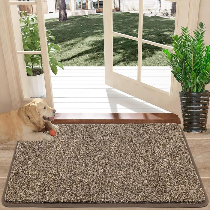 Придверний килимок Pauwer протиковзкий та зносостійкий, мийний килим для входу, тераси, саду та коридору, 80x120 см, коричневий