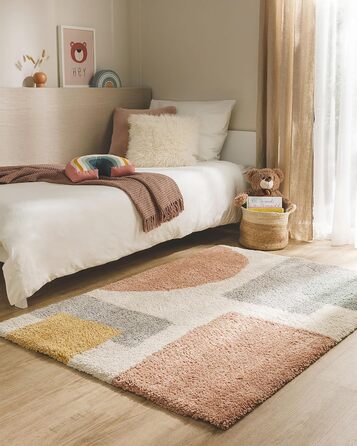 benuta Listening Kids Rug Gobi - Acrylic Fiber - Rectangular & in Style: Geometric, Hygge & Cozy, Scandi Living - Easy to Care For for Living Room Bedroom, Multicolor, 120x170 cm 120 x 170 cm (Rectangular) Multicolor