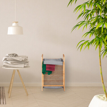 Relaxdays Laundry Basket Bamboo with Lid