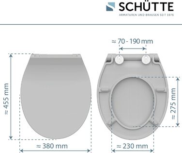 Слім сидіння для унітаза SCHÜTTE з мікроліфтом (Duroplast), швидкознімна кришка, витримує до 175 кг, чорний (сірий)