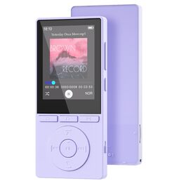 MP3 плеєр 64GB Bluetooth 5.3 з динаміком, записом голосу, E-book, HiFi звук, фіолетовий. Підтримка TF карти 128GB для спорту