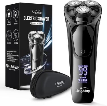 Електричний чоловічий бритва Brightup з тримером, IPX6, водонепроникний, USB-C, LED-дисплей, для подорожей, у кейсі
