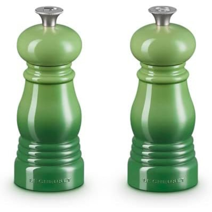 Le Creuset Mini Mill Set, Salt and Pepper Mills, ABS Plastic, Each 5 x 5 x 12.1 cm, Ceramic Grinder, Bamboo, 44900114080000