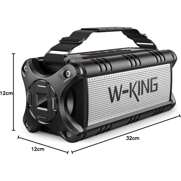 Портативна Bluetooth колонка W-KING 90W з глибоким басом, IPX6, до 40 годин, чорно-біла