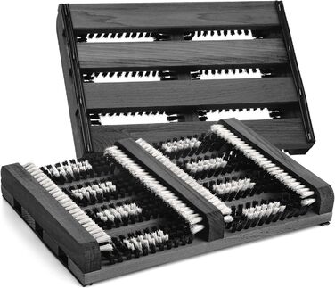 TIMELEOS Shoe Scraper Outdoor & Indoor, made of wood - non-slip & durable with strong, easy-to-clean bristles | Universal shoe cleaner, removes grass, snow, sand & dust doormat outdoor