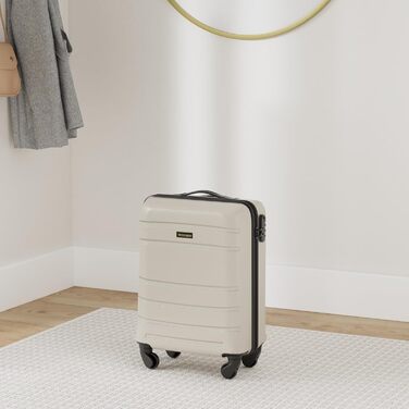 Валіза на колесах WITTCHEN Globe Line S, ручна/кабінна, ABS, 4 колеса, кодовий замок, телескопічна ручка, колір шампань (Lufthansa/Eurowings/Ryanair/Condor/Discover Airlines)