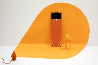 Гладильна дошка Brabantia C XL для парогенератора, велика та складна, регульована по висоті, нековзкі гумові ніжки, бавовняний чохол, захист від дітей та для транспортування, Happy Glow, 124×45 см, підставка для парової станції