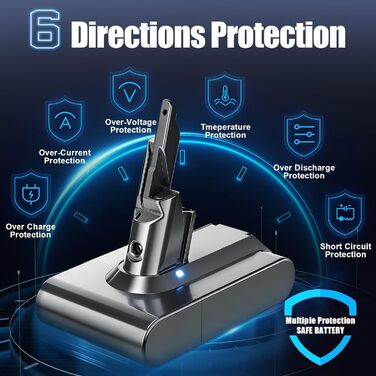 Запасний акумулятор 6000mAh для пилососів Dyson V7, AKKU (сумісний з SV12 Animal, Absolute, Motörhead, Fluffy, Total Clean)