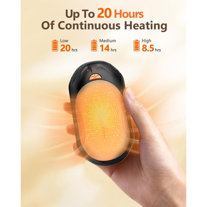 Електричний грілка для рук Bosoner: набір 2 шт, 6000mAh, USB, портативна, теплий подарунок для чоловіків та жінок, чорний