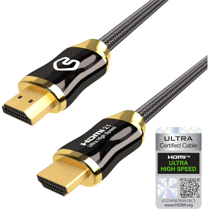 HDMI 2.1 кабель Ultra High Speed | 4K 120Hz/144Hz, 8K 60Hz Ultra HD | 48 Gbps | Підтримка PS5, Xbox Series X & S | Чорний, 3 метри