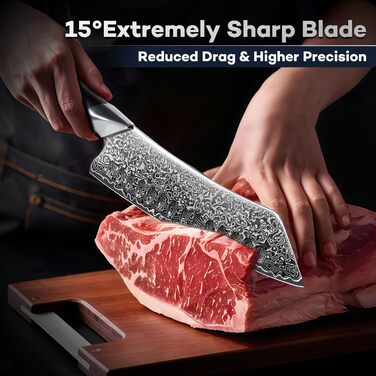 Японський ніж Dragon Riot Santoku з дамаської сталі, професійний кухонний ніж, ручної роботи, з подарунковою коробкою