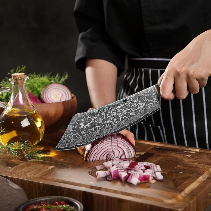 Ніж кухарський Wakoli EDIB Pro Damast BBQ & Blockmesser 20 см з лезом з 67 шарів дамаської сталі (VG10) з ергономічною ручкою для м'яса, грилю та смаження. У подарунковій коробці з можливістю гравіювання.