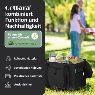 Складна сумка-холодильник 30L, водовідштовхувальна, +12 годин свіжості, міцна ізоляція, чорна