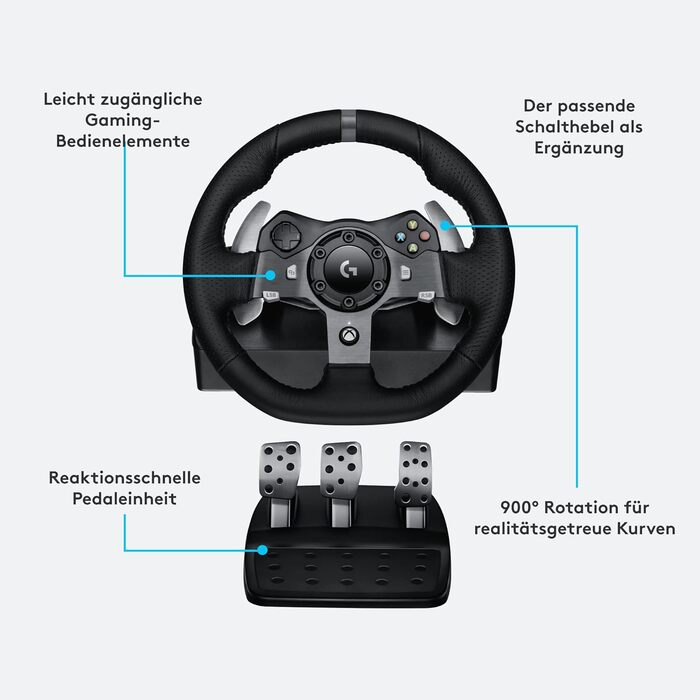 Руль Logitech G29 Driving Force з Force Feedback, 900°, шкіряне покриття, педалі з нержавіючої сталі, сумісний з PS4/PS3/PC/Mac, чорний