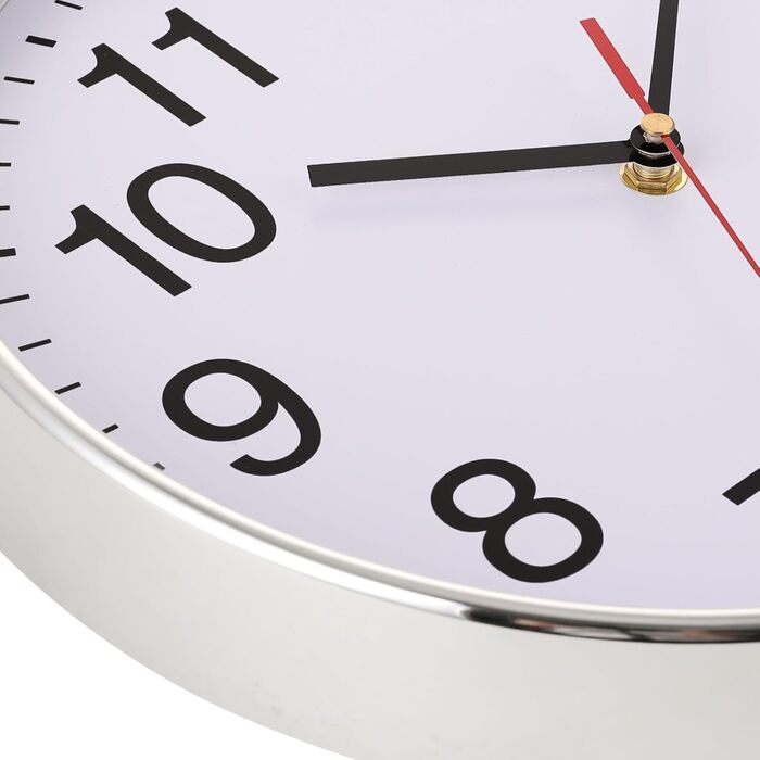 Plumeet Extra Large Silent Wall Clock, 40.6cm Soundless Non-Ticking Quality Black Quartz Wall Clock Decorative Home/Kitchen/Office/School Clock, Easy to Read (White) (Silver, 30 cm)