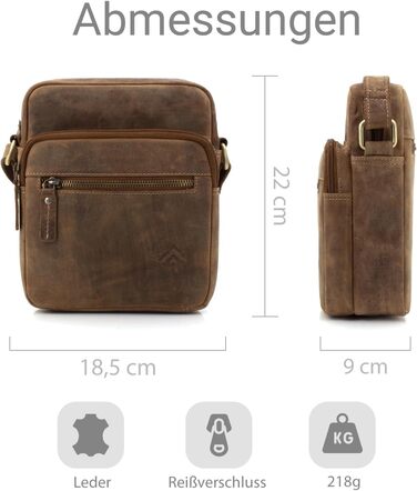 Чоловіча сумка через плече JOREY з натуральної шкіри, Camel (для бізнесу, роботи, подорожей)