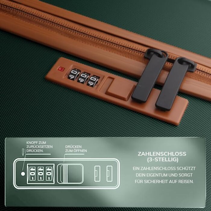 Набір валіз FERGÉ Milano 3 шт. з жорсткого ABS (ручна поклажа, L, XL) - зелений, хакі