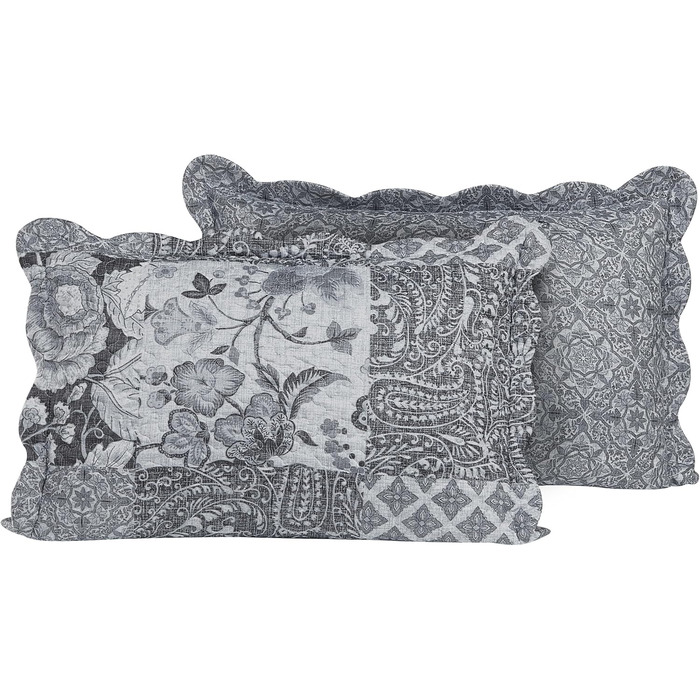 Набір постільної білизни Brilliant Sunshine Grey Heart Love Patchwork (2 шт.) з ковдрою та наволочкою, двостороння, для двоспального ліжка (Queen, сірий)