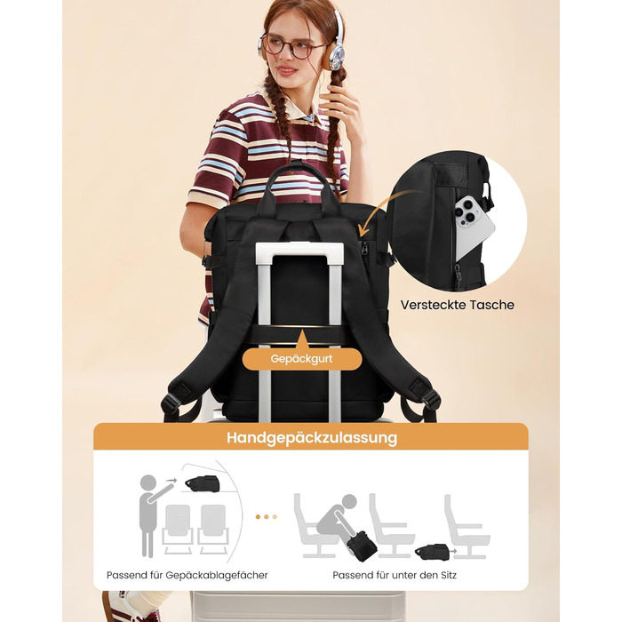 LOVEVOOK Рюкзак для жінок з відділенням для ноутбука 15.6 дюймів. Шкільний, для подорожей, університету, бізнесу. Водонепроникний, рожево-сірий