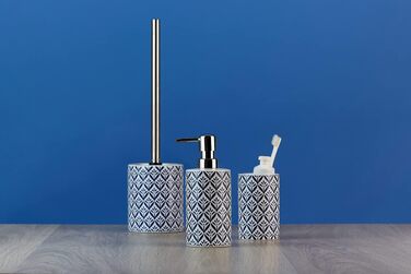 Дозатор для мила WENKO Lorca з кераміки, 0.36 л, блакитний, 18 x 7 x 8.5 см