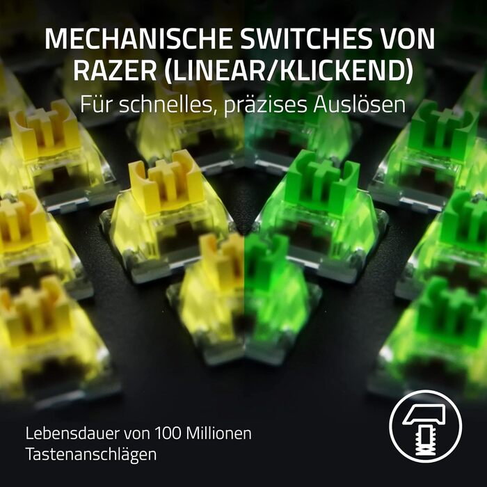 Механічна ігрова клавіатура Razer BlackWidow V4X з Green Clicky Switches (RGB Chroma, 6 макро-клавіші, Doubleshot ABS-клавіші, QWERTY US-розкладка)