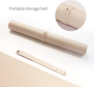 Килимок для миші RENMTURE двосторонній: Корк + PU-шкіра, 80x40 см, для офісу та дому, захист столу, антиковзкий, водостійкий, персиковий