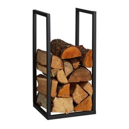 Relaxdays Black Metal Firewood Rack