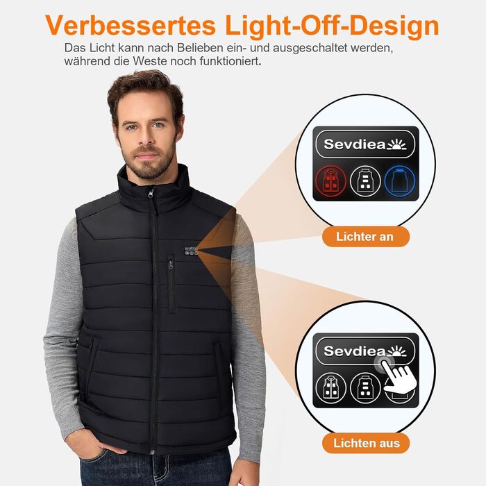 Обогреватель жилет чоловічий з Powerbank 16000mAh 7.4V, 9 зон обігріву, Hilpert, для кемпінгу