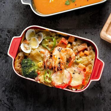 Форма для лазаньї, 2 шт., 22 x 12 см, керамічна прямокутна форма для запікання з ручкою, блакитна, для духовки