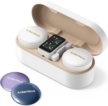 Мікрофон петличний AnkerWork M650 бездротовий, професійний, з шумозаглушенням, 2 канали, радіус дії 200м, акумулятор 15 годин, для Vlogs та стрімінгу (білий)