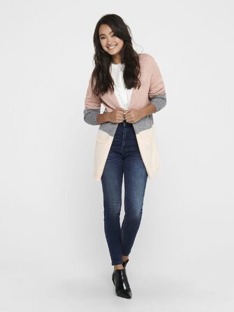 Жіночий кардиган ONLQUEEN Strickjacke Misty Rose/Stripes, S - Теплий трикотажний жакет