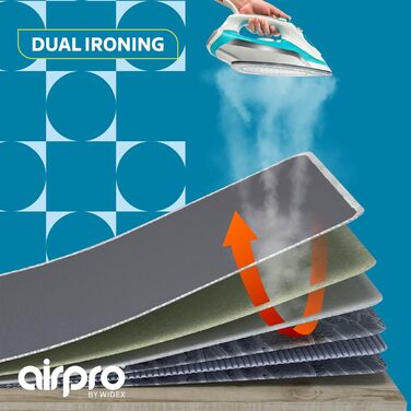 Airpro by Widex Giant Ironing Board Cover - 148x80 cm – 6 Layers! Extra Thick Padding & Durability – Ironing Board Cover for Your Table - Iron Faster and More Comfortably on Your Table Anthracite Giant Ironing Cover