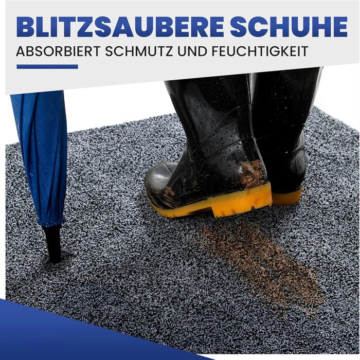 Килимок Mibao SoftStep Luxus 60x90 см - грязезахисний, антиковзкий, вологопоглинаючий килимок для дому (сірий)