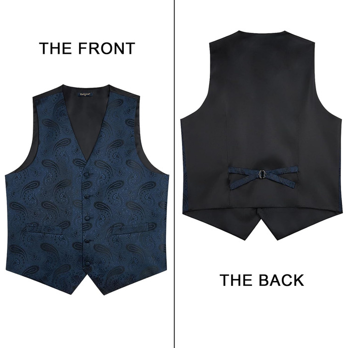 Чоловічий жилет Enlision з паєтками, краватка та нагрудний хустинка - комплект для весілля, вечірки, ділових зустрічей, XS-6XL, Морський блакитний