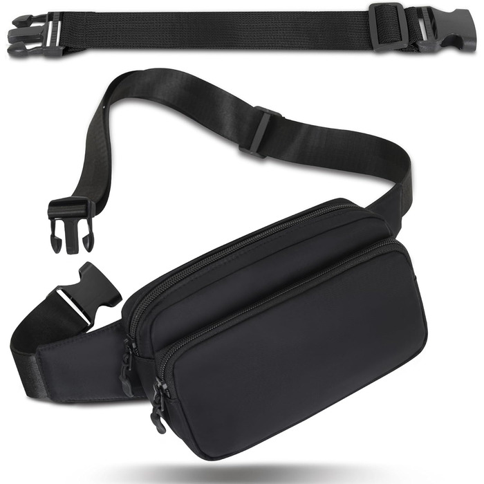 Чоловіча/жіноча поясна сумка на пояс, унісекс, чорна, з регульованим реміннем, 30 см, для подорожей, прогулянок з собакою, туризму