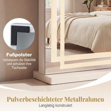 Дзеркало для макіяжу COSTWAY з підсвіткою, 3 режими кольору, 5-кратне збільшення, сенсорне керування та регулювання яскравості, поворотне на 360°, 58x48 см