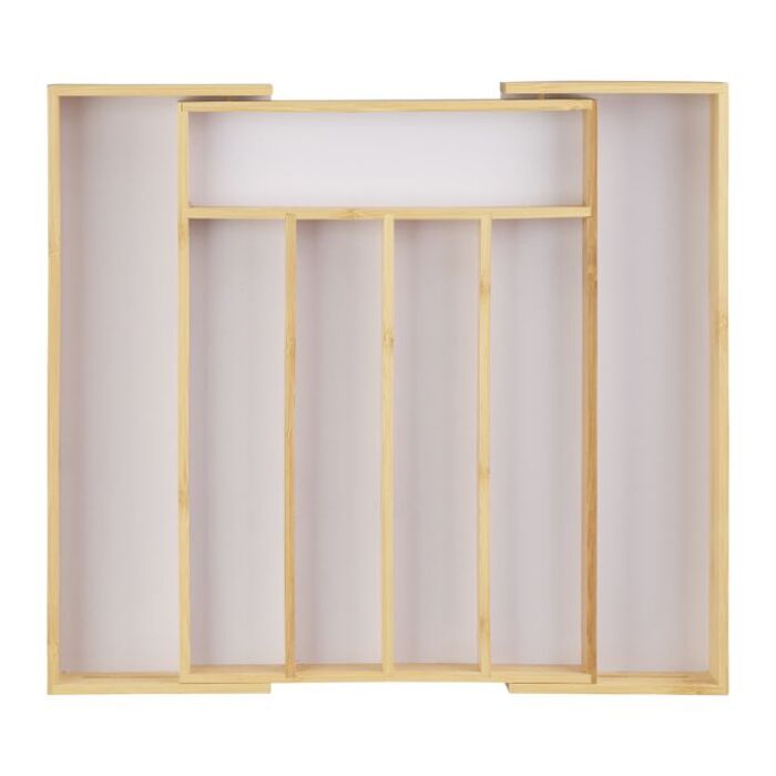 Relaxdays Bamboo Cutlery Box, 40cm, Extendable