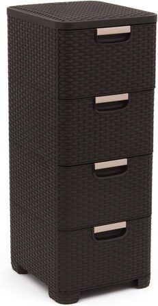 CURVER комод з 4 шухлядами STYLE, темно-коричневий, плетений, пластик, 33x38x79 см