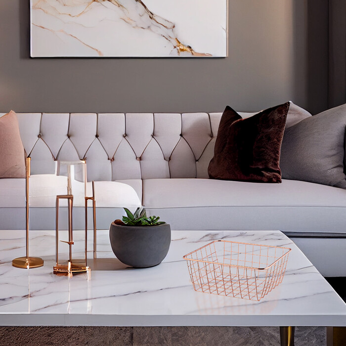 Set of 2 Wire Baskets in Rosé Gold