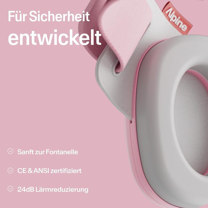 Навушники для захисту слуху Alpine Muffy Baby Klassik - для малюків до 36 місяців, чорний/рожевий