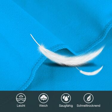 Набір з 3 рушників з мікрофібри: великий 180x90 см та 2 маленькі 80x40 см. Швидковисихаючі рушники з мікрофібри для спорту, подорожей, басейну та пляжу (небесно-блакитний)