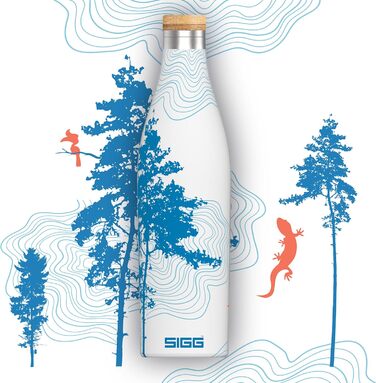 SIGG - Insulated Drinking Bottle - Meridian - Leak-proof - Extra slim - BPA-free - Plastic-free - Double-walled 18/8 Stainless Steel - Bamboo Screw Cap - 0.5L / 0.7L (Sumatra Tree, Sumatra 0.5 L)
